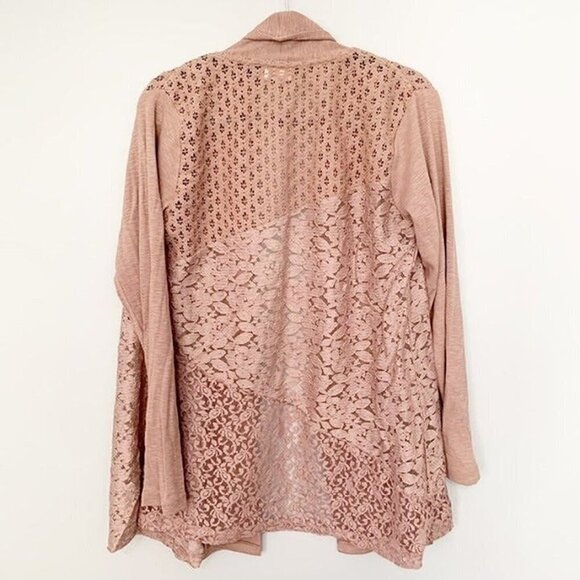 5/$25 LOGO Lori Goldstein lace open front‎ cardigan sweater -small - Picture 4 of 7